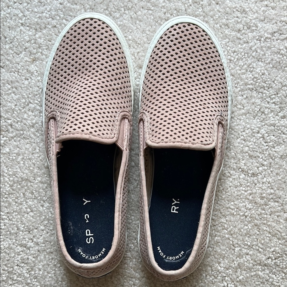 Sperry Peach Slip-On Sneakers with Perforated Design